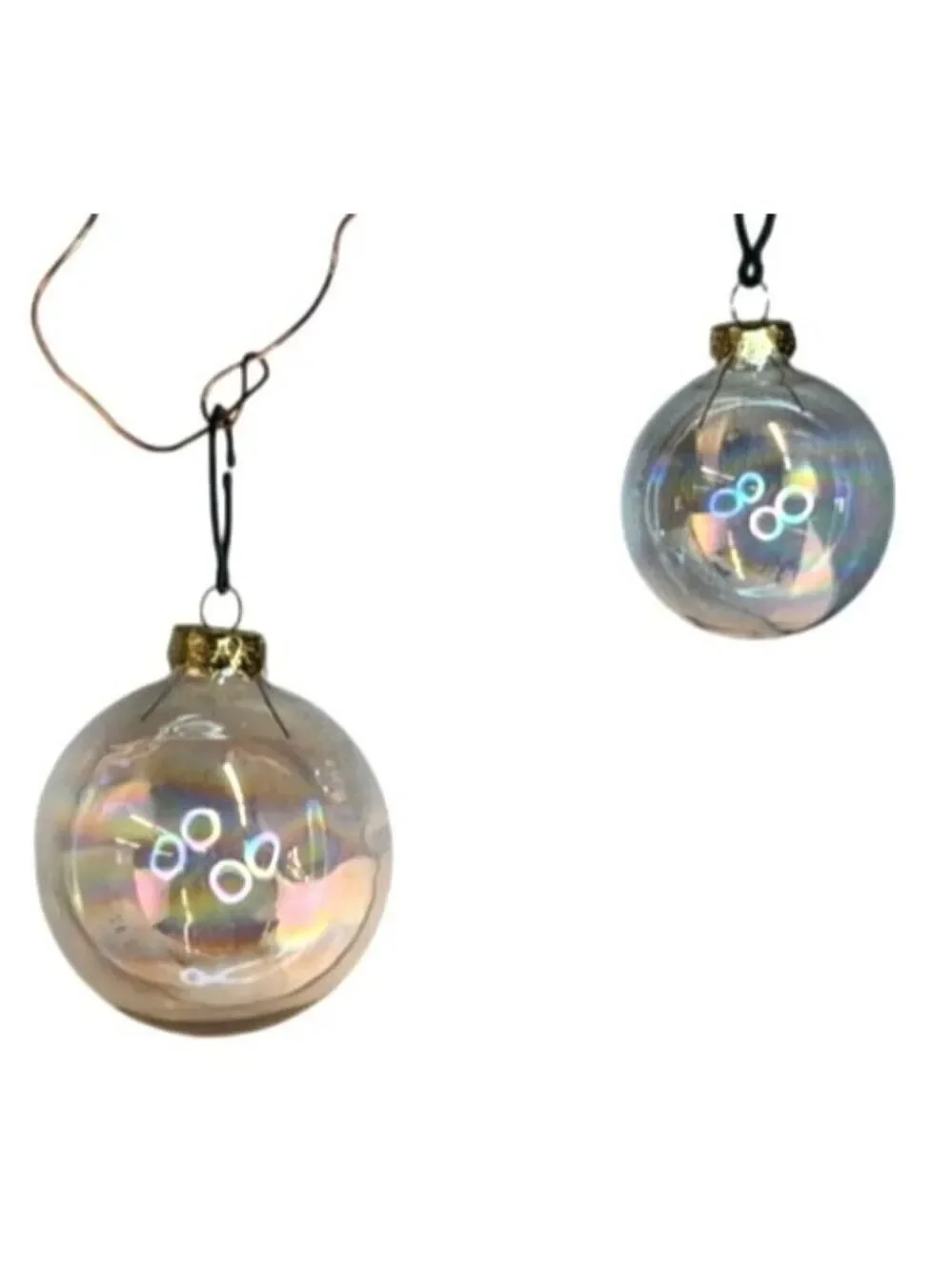 Holiday Crystal Glass Christmas Tree Ornaments Set 23 Pc 3 Sizes Gold Caps Vinta